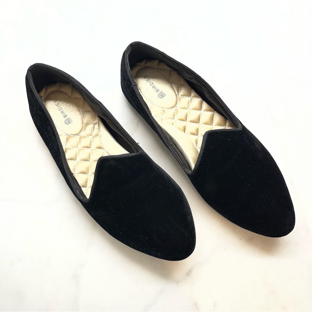Birdies the Heron Classic Black Women's Velvet Flats size 8 - Picture 2 of 7